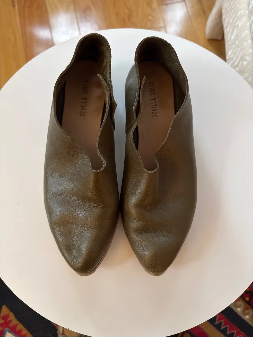 Sevilla Smith - The Audrey - Hand Lasted Olive Leather Ankle Booties